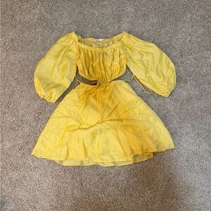 NWOT ASTR Yellow Puff-Sleeve Summer Dress